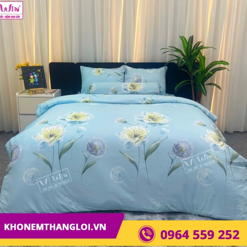 Bộ Chăn - Drap - Lụa Tencel 5 món ( hoa văn )