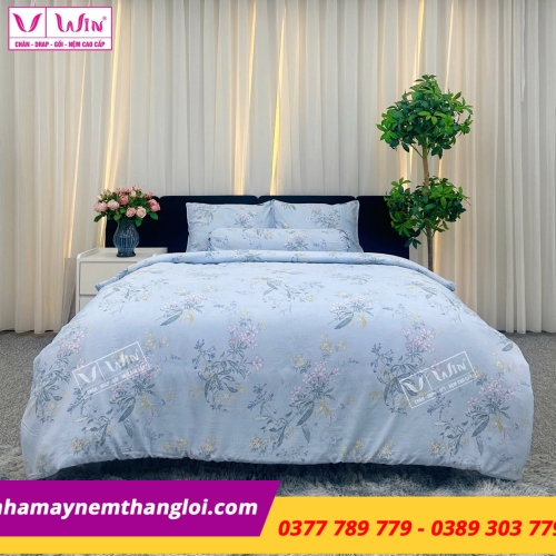 Bộ Chăn - Drap - Lụa Tencel 5 món ( hoa văn )